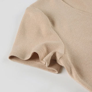 Short sleeve knitted button mini dress