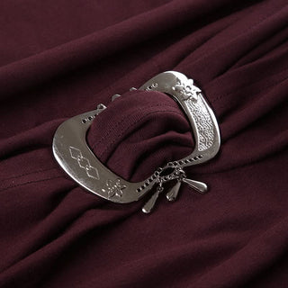 One shoulder ruched short sleeve metal applique mini dress