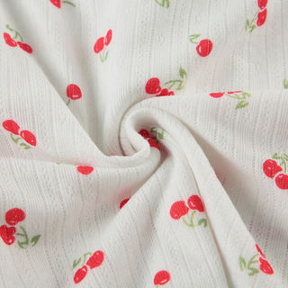 Short sleeve textured cherry print top