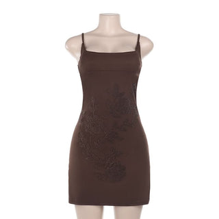 Square neck beaded cami mini dress