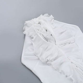 Halter backless ruffle self tie top