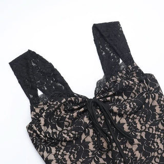 Sweetheart neck lace slit tank maxi dress