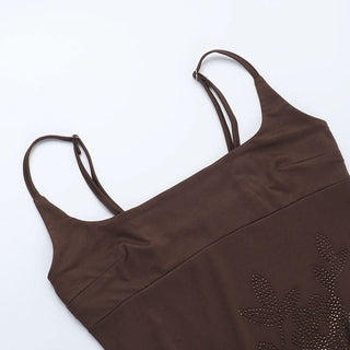 Square neck beaded cami mini dress