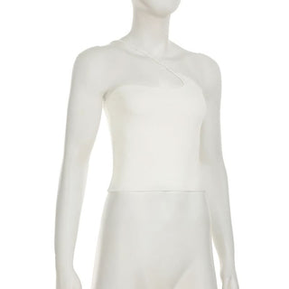 One shoulder solid backless top