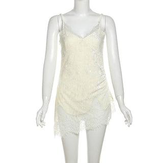 V neck lace hem cami top