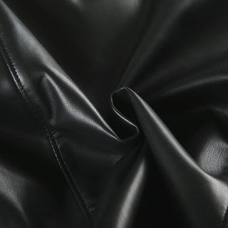 Long sleeve PU leather fluffy button coat top