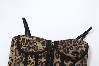 Leopard print lace up cami top