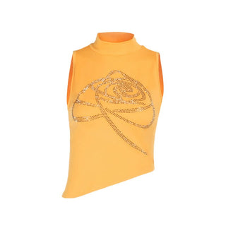 High neck sleeveless beaded top