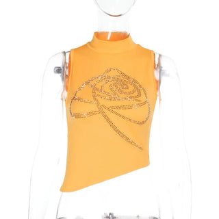 High neck sleeveless beaded top