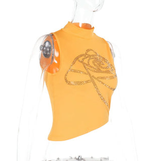 High neck sleeveless beaded top