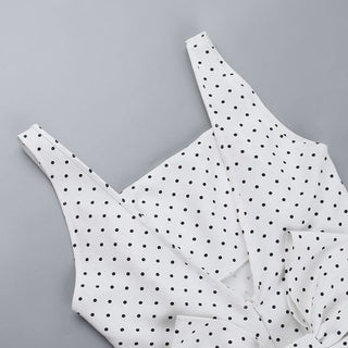 Square neck polka dot bowknot tank mini dress