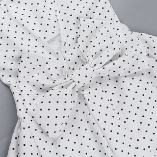 Square neck polka dot bowknot tank mini dress