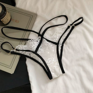 Lace hollow out cross front adjustable short pant