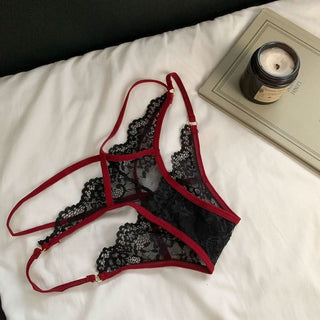 Lace hollow out cross front adjustable short pant