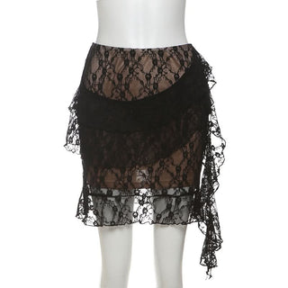 A line ruched ruffle mini skirt