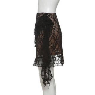 A line ruched ruffle mini skirt