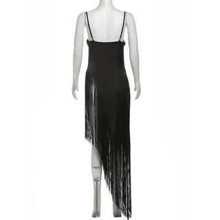 V neck tassels solid irregular cami top