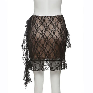 A line ruched ruffle mini skirt