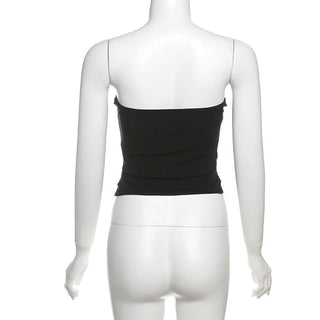 Mesh patchwork backless tube top