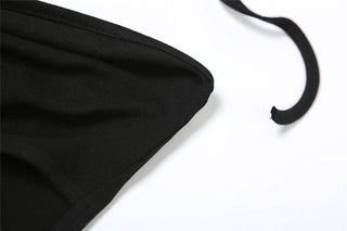 Halter self tie hollow out mesh cut out maxi dress