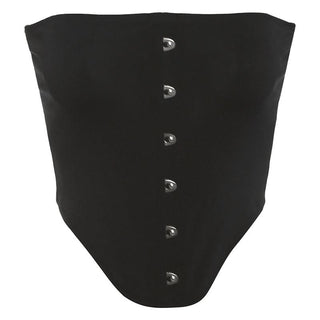 Backless solid button tube top