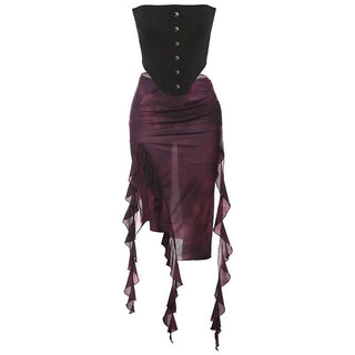 Backless solid button tube top