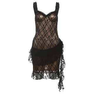 Lace sweetheart neck ruffle cami bodysuit