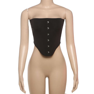 Backless solid button tube top