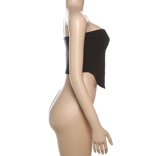 Backless solid button tube top