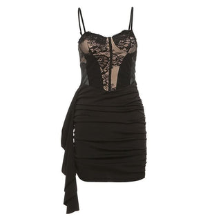 Ruched backless cami mini dress