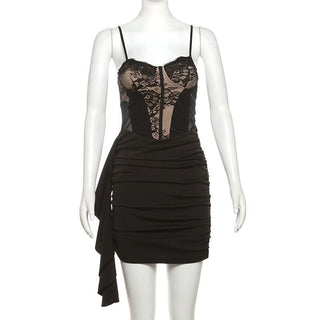 Ruched backless cami mini dress