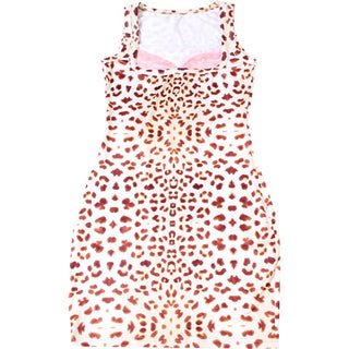 Leopard print lace hem mini dress