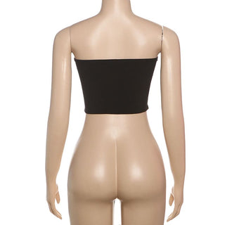 Backless solid button tube top