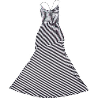 Striped print self tie cami maxi dress