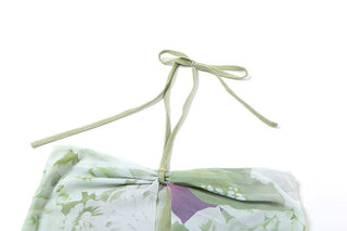 Halter flower print smocked mesh maxi skirt set