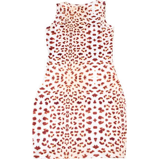 Leopard print lace hem mini dress