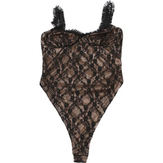 Lace sweetheart neck ruffle cami bodysuit