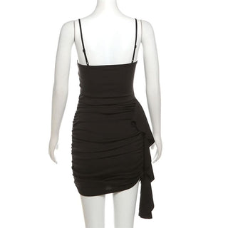 Ruched backless cami mini dress