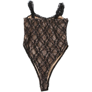 Lace sweetheart neck ruffle cami bodysuit