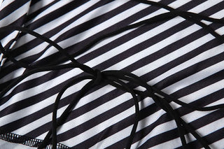 Striped print self tie cami maxi dress