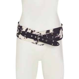 Contrast buckle PU leather patchwork belt