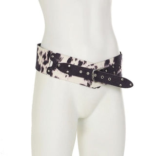 Contrast buckle PU leather patchwork belt