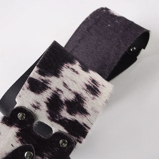 Contrast buckle PU leather patchwork belt