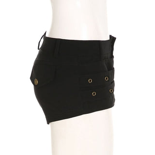 Button buckle solid low rise short pant