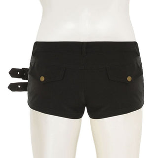 Button buckle solid low rise short pant