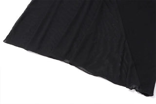 U neck mesh patchwork lace up maxi dress