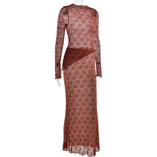 Long sleeve lace see through maxi skirt set