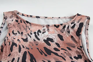 Crewneck leopard print sleeveless mini dress