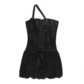 One shoulder lace up mini dress