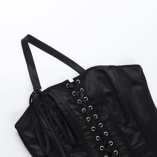 One shoulder lace up mini dress